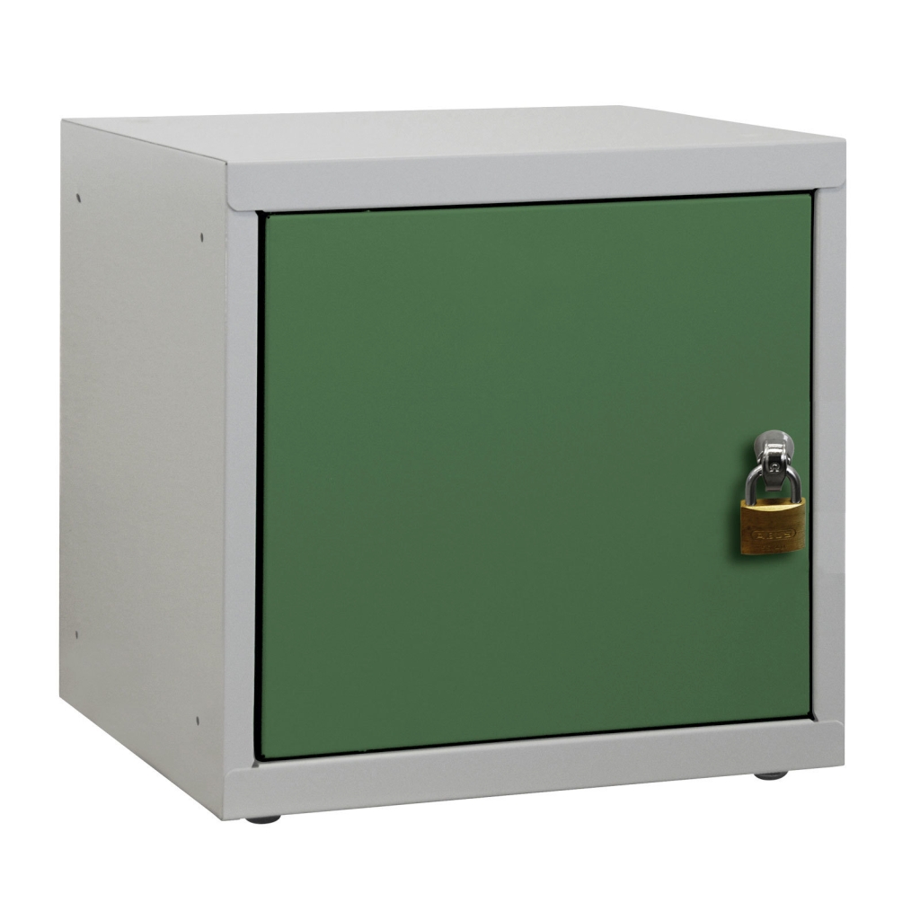 Bild von Wertfach/Schließfach-Würfelbox mit Stahltür / Drehriegelschloss für Vorhängeschloss / RAL 6011 (VPE=1 Stück)