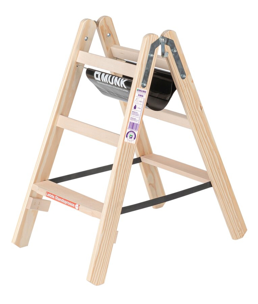 Bild von Stufen-Stehleiter Holz beidseitig begehbar 2x3 Stufen - Arbeitshöhe: 2240 mm (VPE=1 Stück)