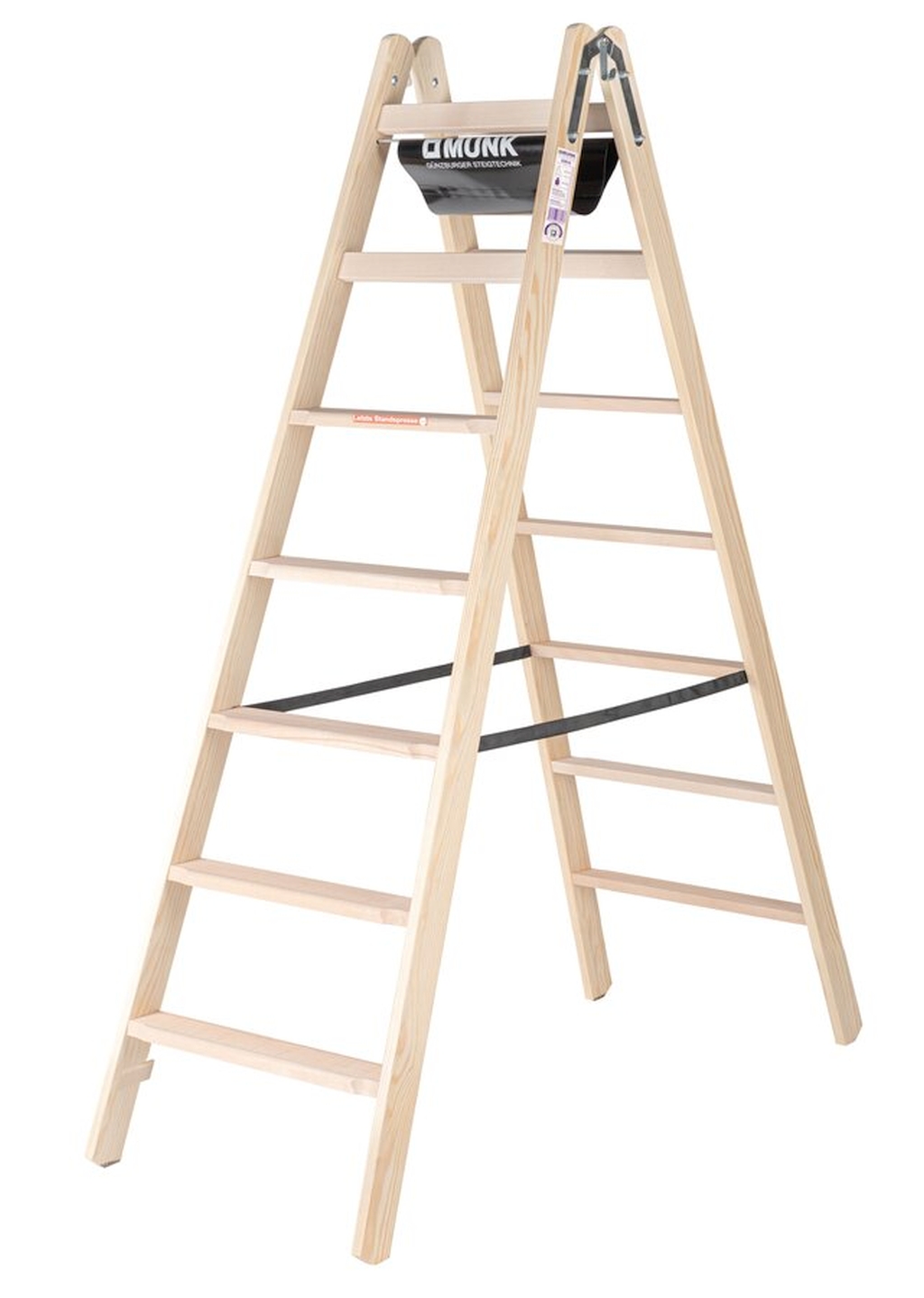 Bild von Stufen-Stehleiter Holz beidseitig begehbar 2x7 Stufen - Arbeitshöhe: 3175 mm (VPE=1 Stück)