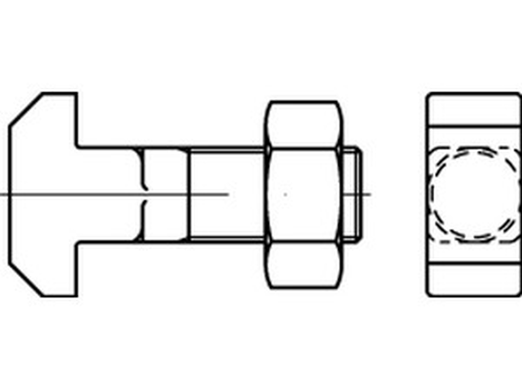Bild von DIN 186 Mu 4.6 BM 10x50 (blank) Hammerschrauben mit Vierkant und Mutter - Pkg. (25) (VPE=25 Pkg. (25))