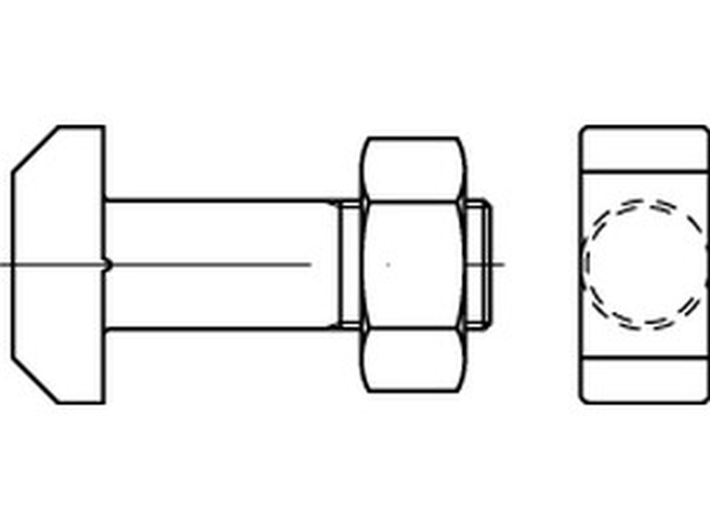Bild von DIN 261 Mu 4.6 M 12x60 (blank) Hammerschrauben mit kleinem Kopf und Mutter - Pkg. (10) (VPE=10 Pkg. (10))