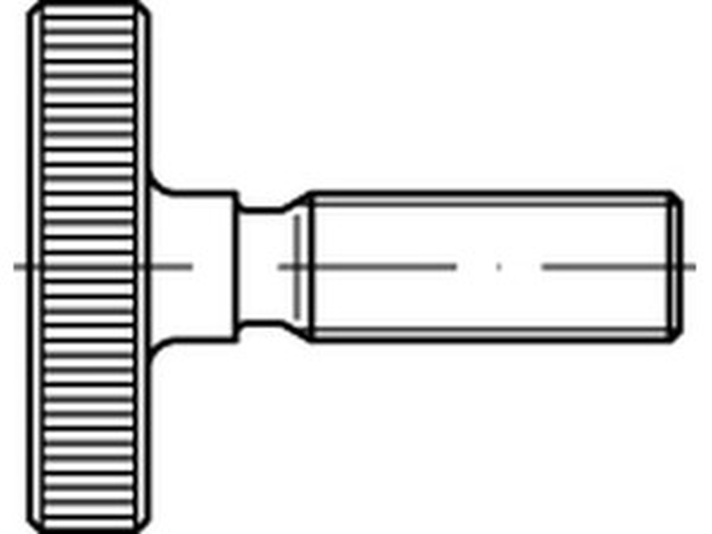 Bild von DIN 653 (Stahl) M 10x80 (blank) Rändelschrauben niedrige Form - Pkg. (1) (VPE=1 Stück)