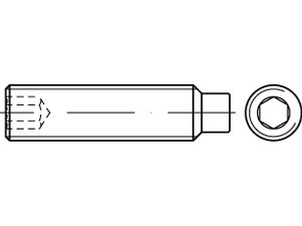 Bild von ISO 4028 45H M 8x40 (galv. verzinkt) Gew. Stifte mit I-6kt und Zapfen - Pkg. (200) (VPE=200 Pkg. (200))