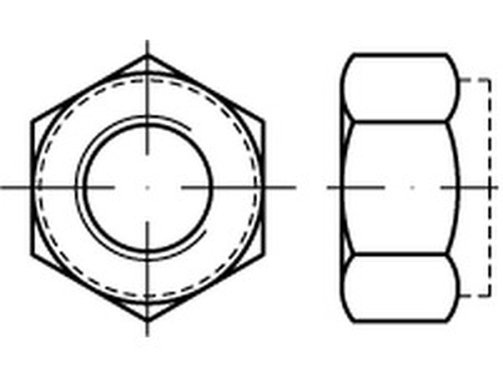 Bild von DIN 6924 10 M 12x1,5 (galv. verzinkt) 6-kt Muttern mit Klemmteil, nichtmet. Einsatz - Pkg. (100) (VPE=100 Pkg. (100))