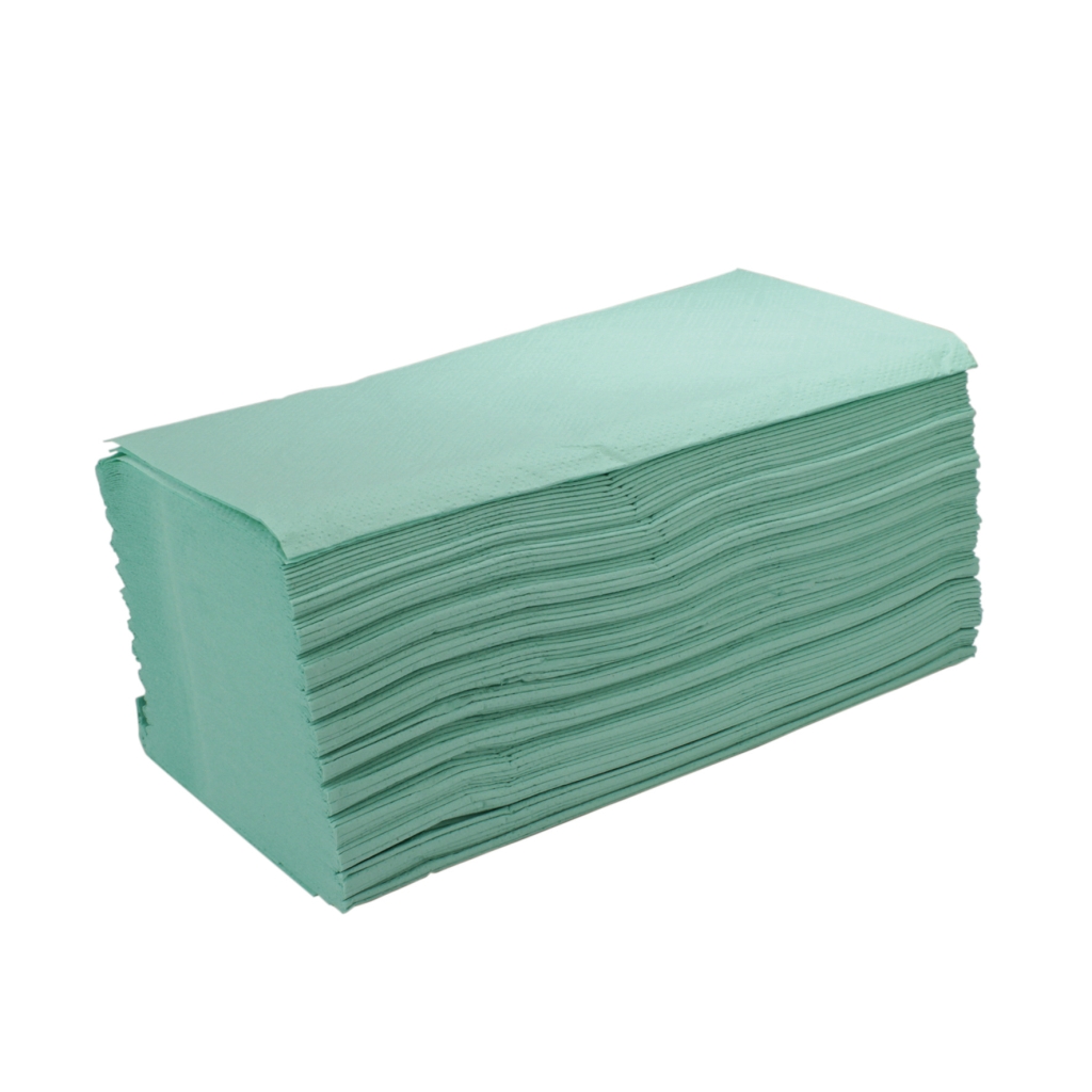 Bild von Falthandtücher grün Tissue 2-lagig 23,5x23 cm (VPE=3200 Karton (3200))