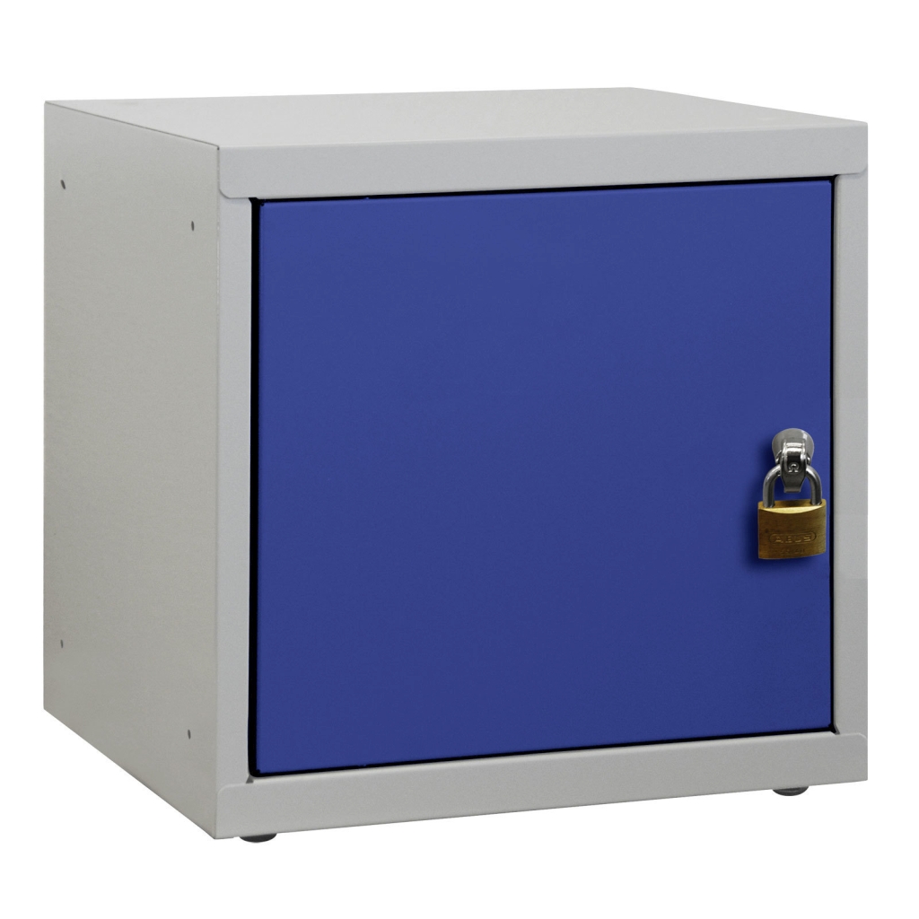 Bild von Wertfach/Schließfach-Würfelbox mit Stahltür / Drehriegelschloss für Vorhängeschloss / RAL 5010 (VPE=1 Stück)