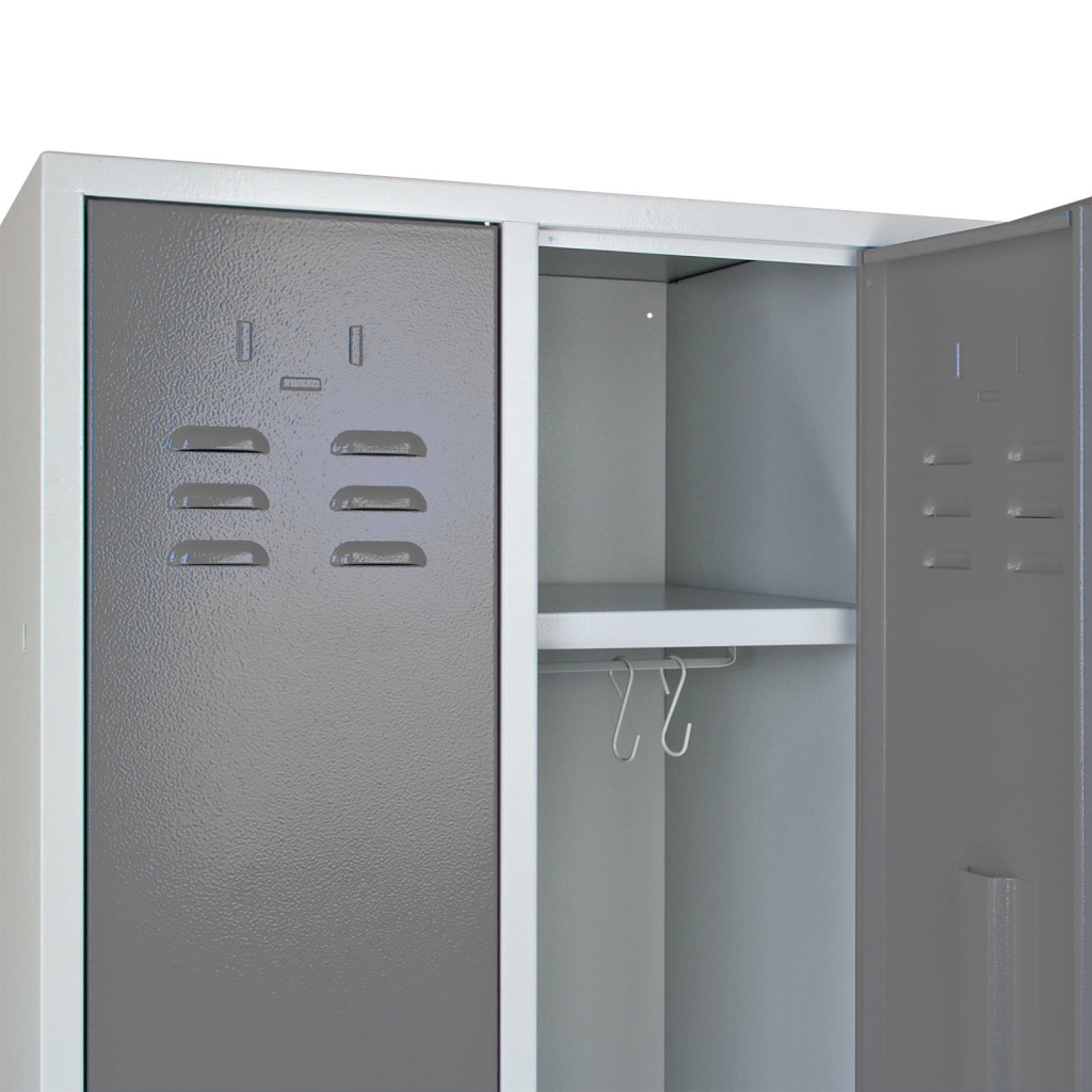 Bild von Garderobenschrank 3-türig / Korpus RAL 7035 / Tür RAL 7001 / Maße:BxTxH = 890mm x 500mm x 1775mm (VPE=1 Stück)
