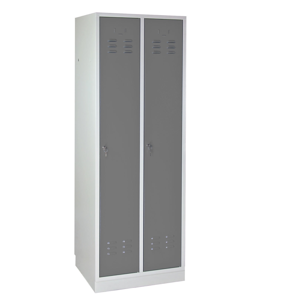 Bild von Garderobenschrank 2-türig / Korpus RAL 7035 / Tür RAL 7001 / Maße:BxTxH = 600mm x 500mm x 1775mm (VPE=1 Stück)