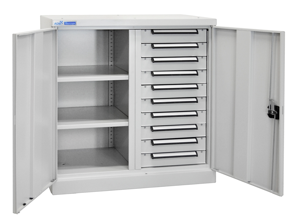 Bild von Werkzeugschrank mit 3-Punktverriegelung + 2 Fachböden + 10 SL (VPE=1 Stück)
