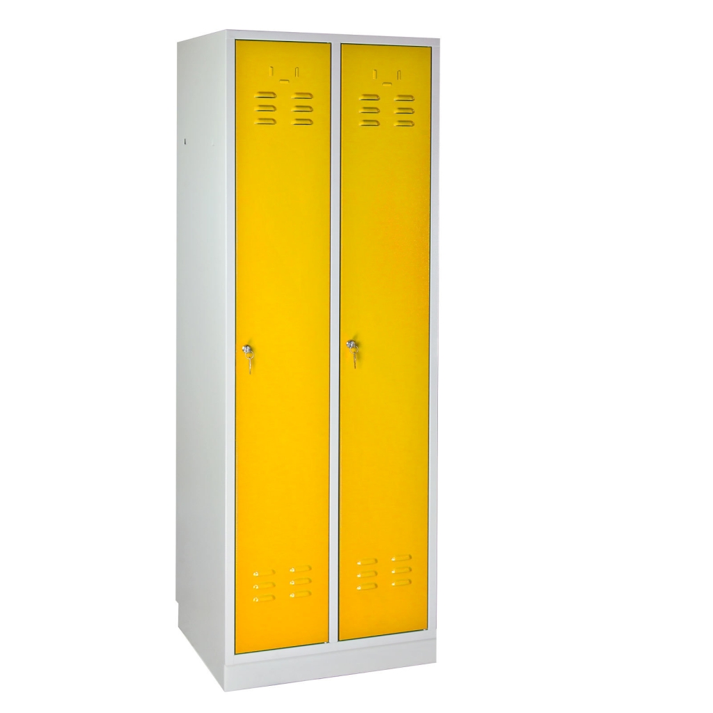 Bild von Garderobenschrank 2-türig / Korpus RAL 7035  / Tür RAL 1021 / Maße:BxTxH = 600mm x 500mm x 1775mm (VPE=1 Stück)