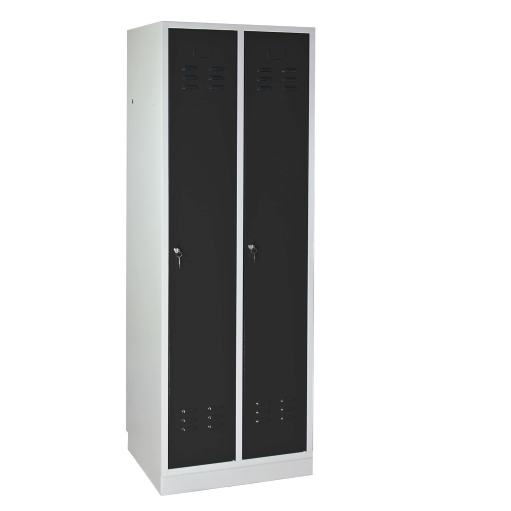 Bild von Garderobenschrank 2-türig / Korpus RAL 7035 / Tür RAL 7016 / Maße:BxTxH = 600mm x 500mm x 1775mm (VPE=1 Stück)