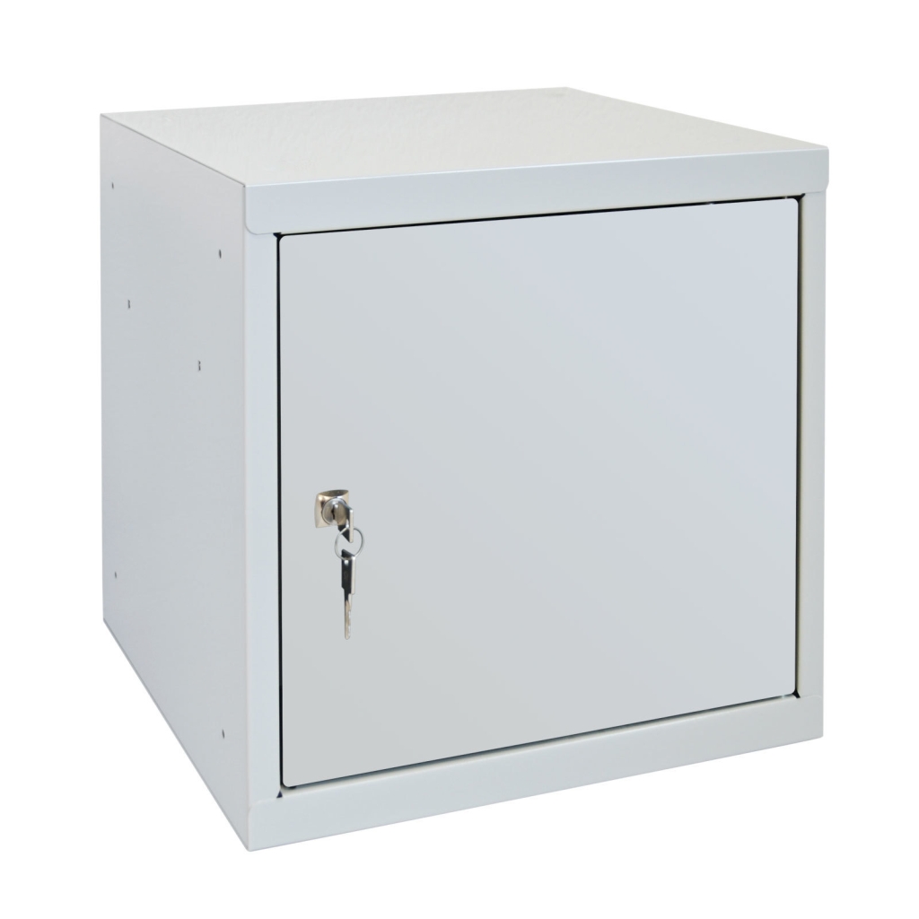 Bild von Wertfach/Schließfach-Würfelbox mit Stahltür / Zylinderschloss + 2 Schlüssel / RAL 7035 (VPE=1 Stück)