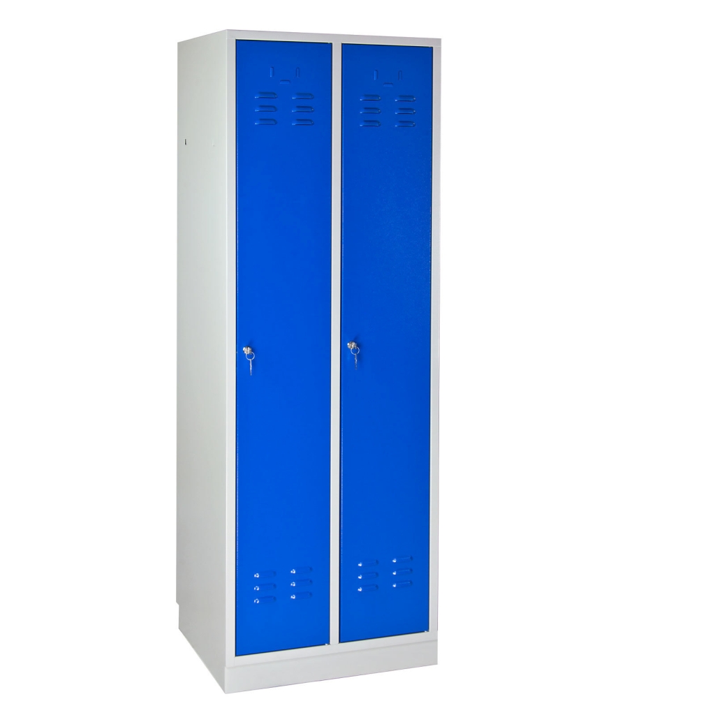 Bild von Garderobenschrank 2-türig / Korpus RAL 7035 / Tür RAL 5012 / Maße:BxTxH = 600mm x 500mm x 1775mm (VPE=1 Stück)