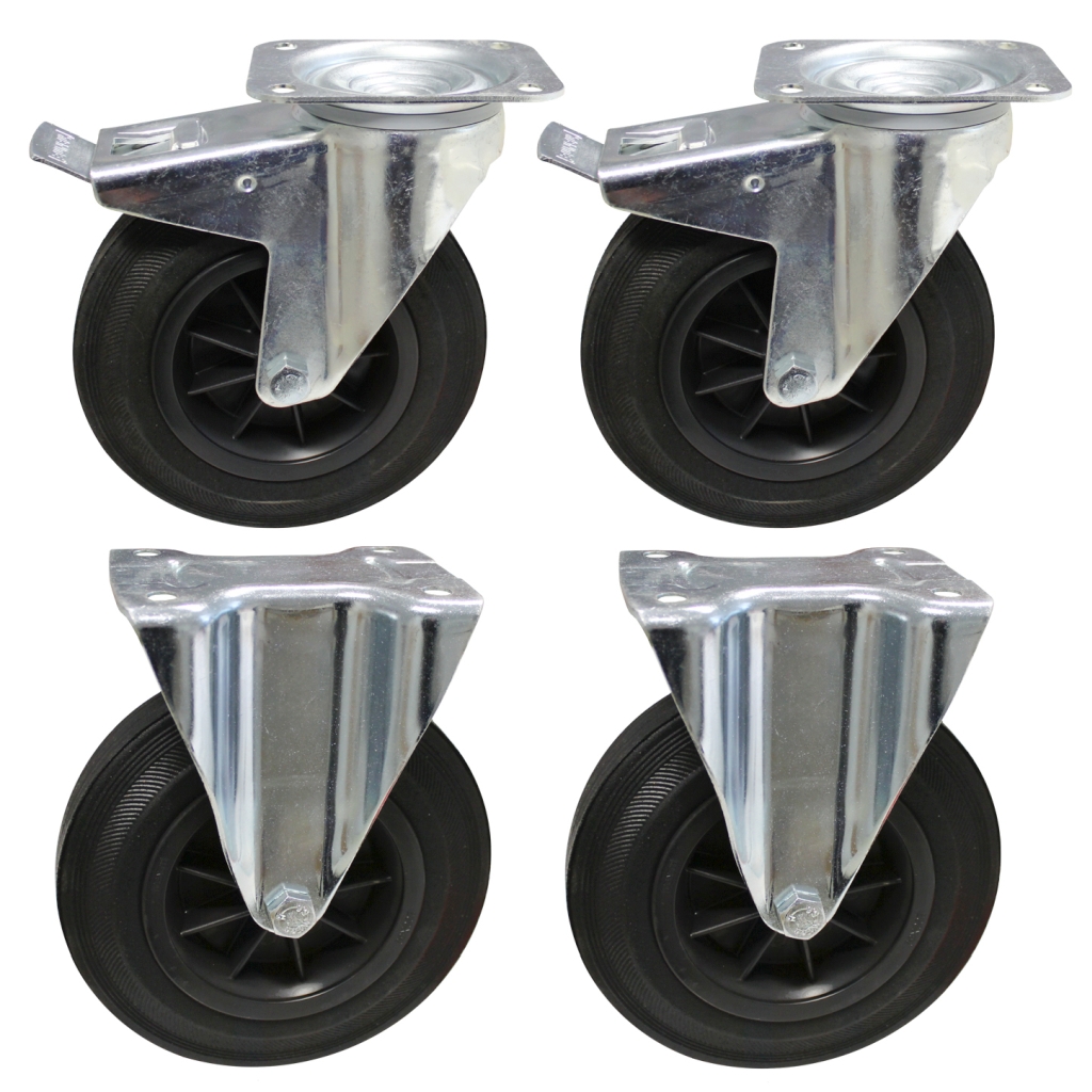 Bild von Set 2x Bock / 2x Lenkrollen 200 mm (VPE=1 Stück)