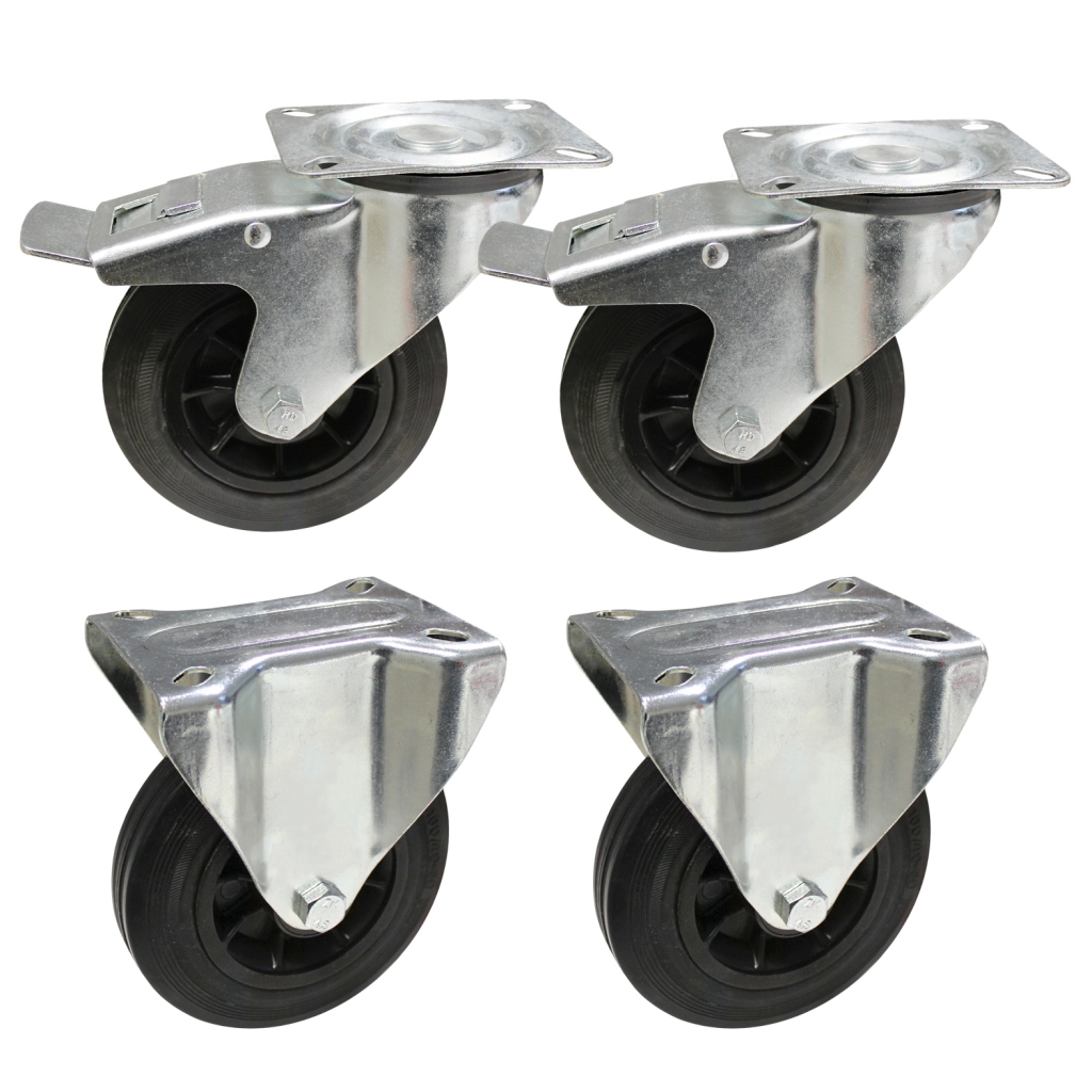 Bild von Set 2x Bock / 2x Lenkrollen 160 mm (VPE=1 Stück)