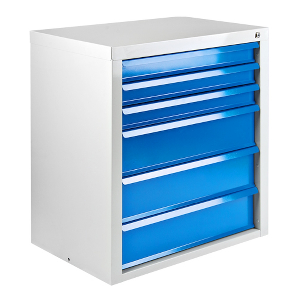 Bild von Schubladenschrank ''MAMMUT'' 6 SL / Maße:BxTxH = 70cm x 43,5cm x 75cm / RAL 7035 - 5012 (VPE=1 Stück)