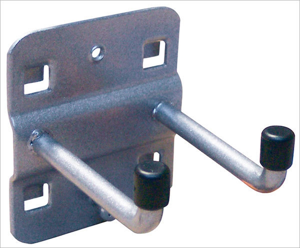 Bild von Werkzeughalter doppelt mit senkrechten Hakenende 200mm RAL 9006 (VPE=1 Stück)