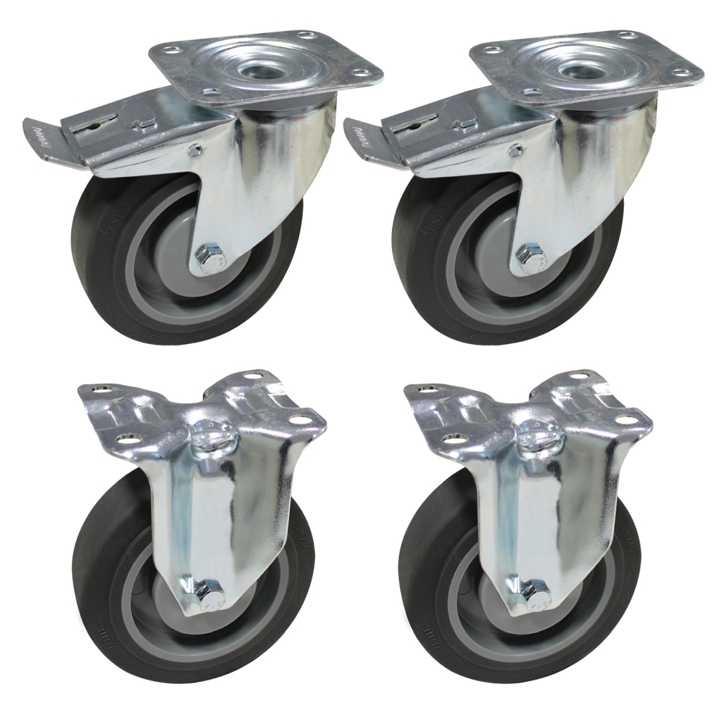 Bild von Set 2x Bock / 2x Lenkrollen 125 mm (VPE=1 Stück)