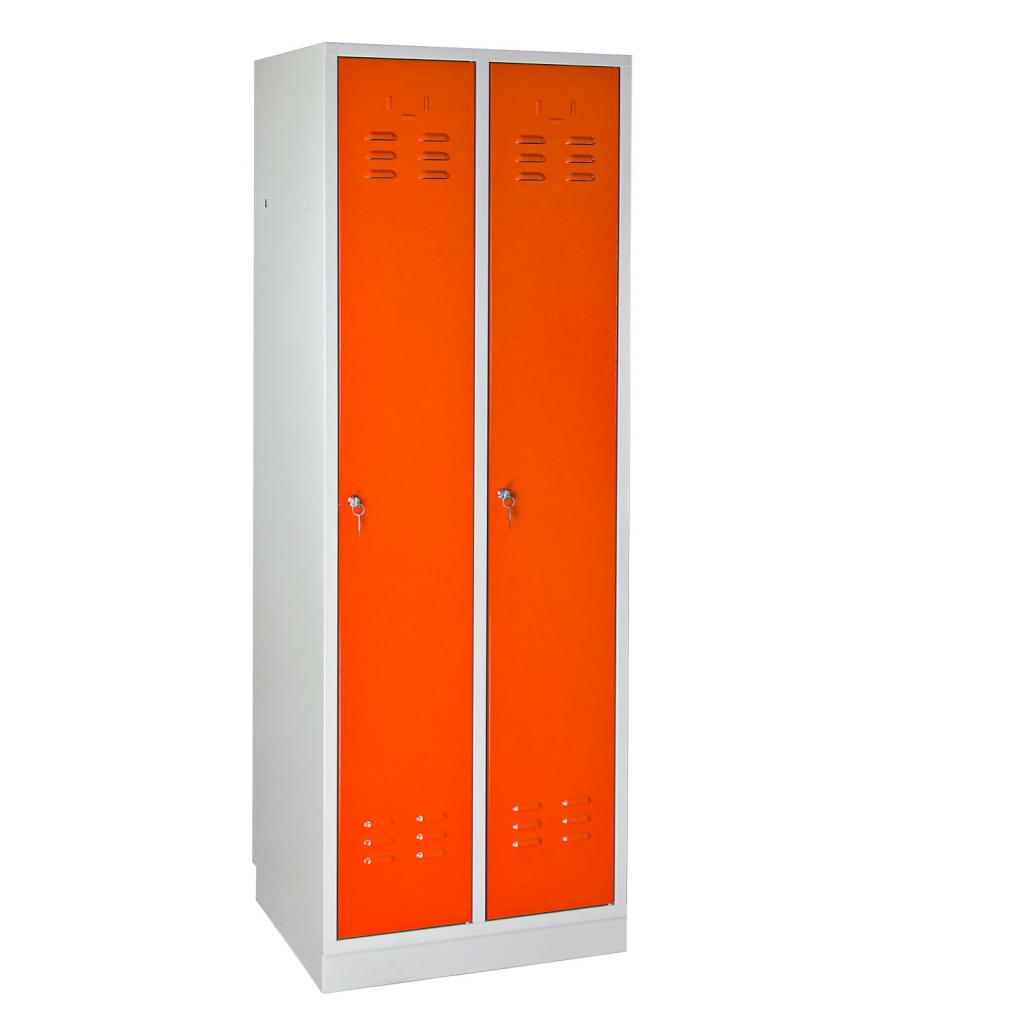 Bild von Garderobenschrank 2-türig / Korpus RAL 7035 / Tür RAL 2008 / Maße:BxTxH = 600mm x 500mm x 1775mm (VPE=1 Stück)