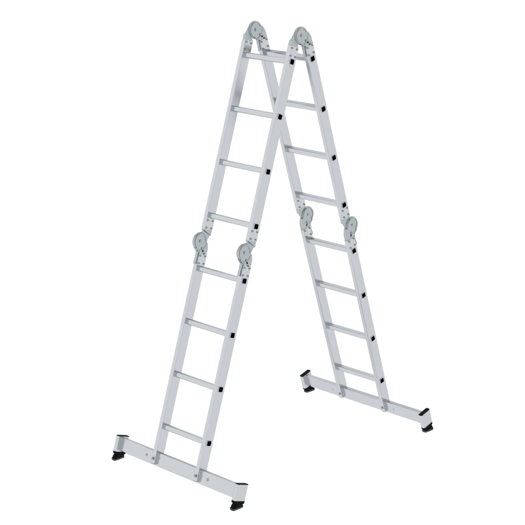 Bild von Vielzweckleiter 4-teilig mit nivello®-Traverse 4x4 Sprossen - Arbeitshöhe: 5850 mm (VPE=1 Stück)