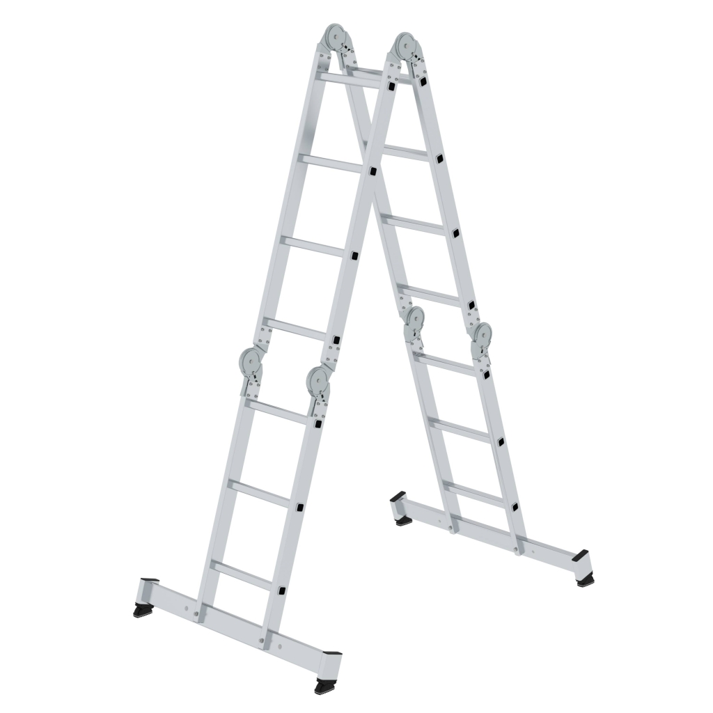 Bild von Vielzweckleiter 4-teilig mit nivello®-Traverse 2x3 + 2x4 Sprossen - Arbeitshöhe: 5300 mm (VPE=1 Stück)