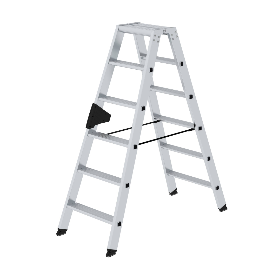 Bild von Stufen-Stehleiter beidseitig begehbar 2x6 Stufen - Arbeitshöhe: 2900 mm (VPE=1 Stück)