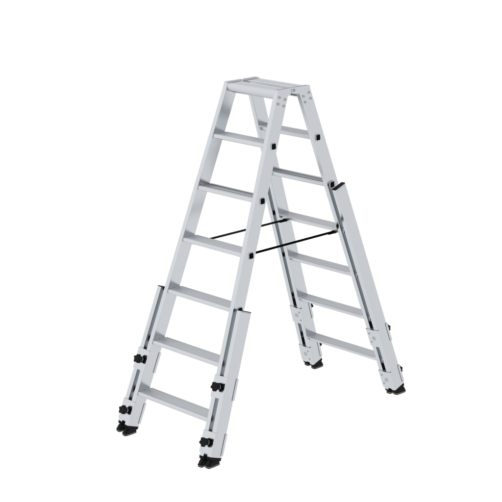 Bild von Stufen-Stehleiter treppengängig 2x7 Stufen - Arbeitshöhe: 3450 mm (VPE=1 Stück)