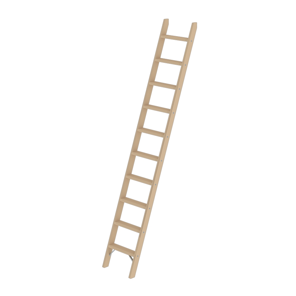 Bild von Stufen-Anlegeleiter Holz ohne Traverse 10 Stufen - Arbeitshöhe: 3640 mm (VPE=1 Stück)