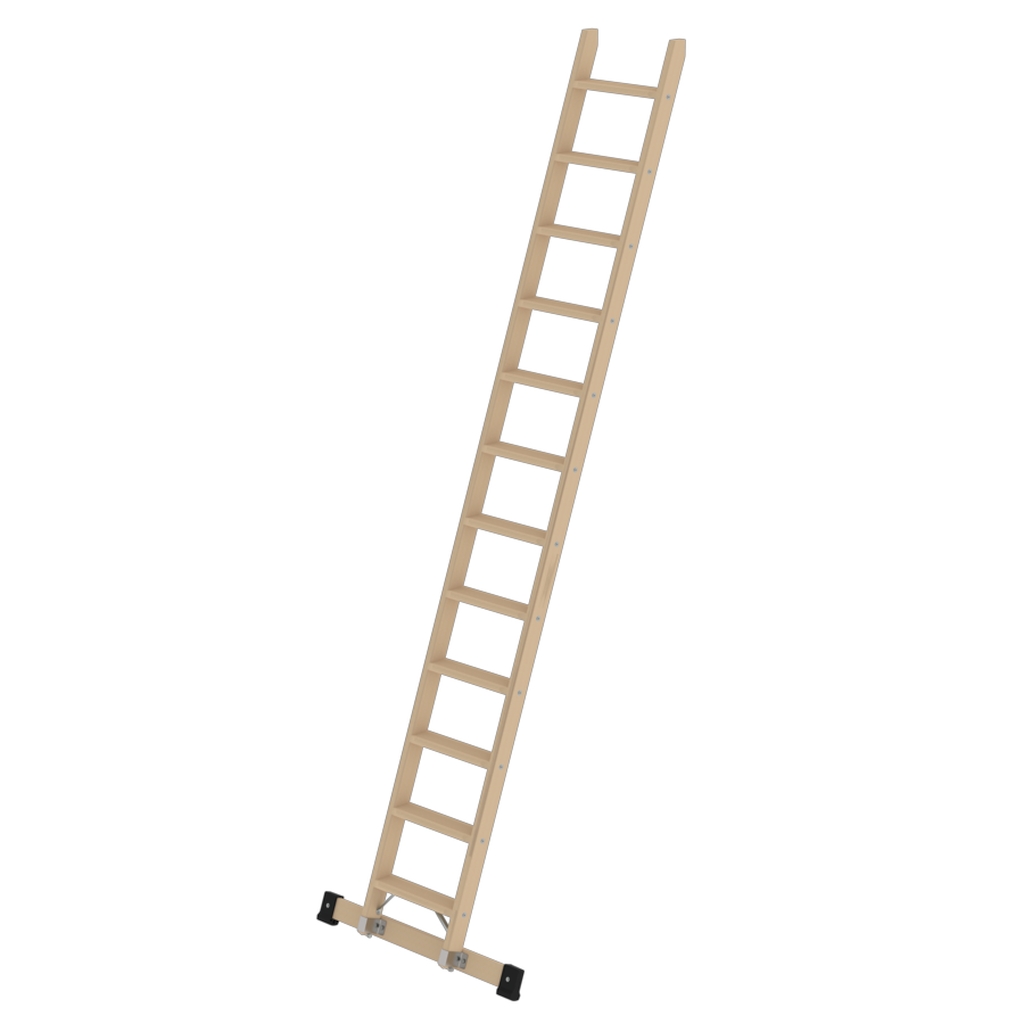 Bild von Stufen-Anlegeleiter Holz mit Traverse 12 Stufen - Arbeitshöhe: 4110 mm (VPE=1 Stück)