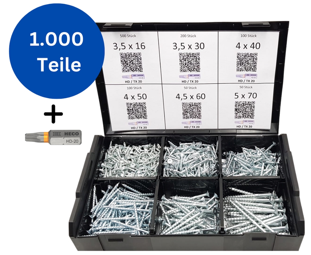 EW Spanplattenschrauben-Sortiment TOPIX-plus 2000 in L-BOXX, 2.000 Schrauben