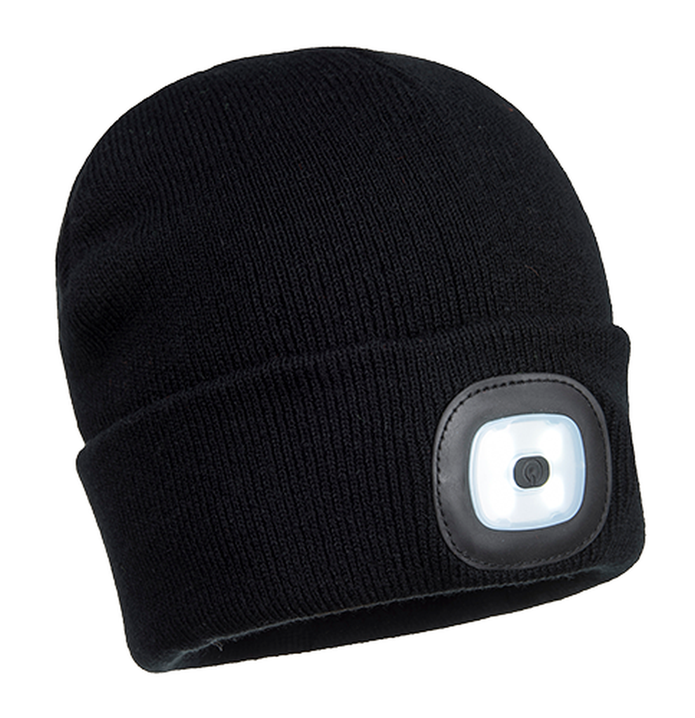 Bild von Beanie mit wiederaufladbarer Doppel-LED / schwarz (VPE=1 Stück)