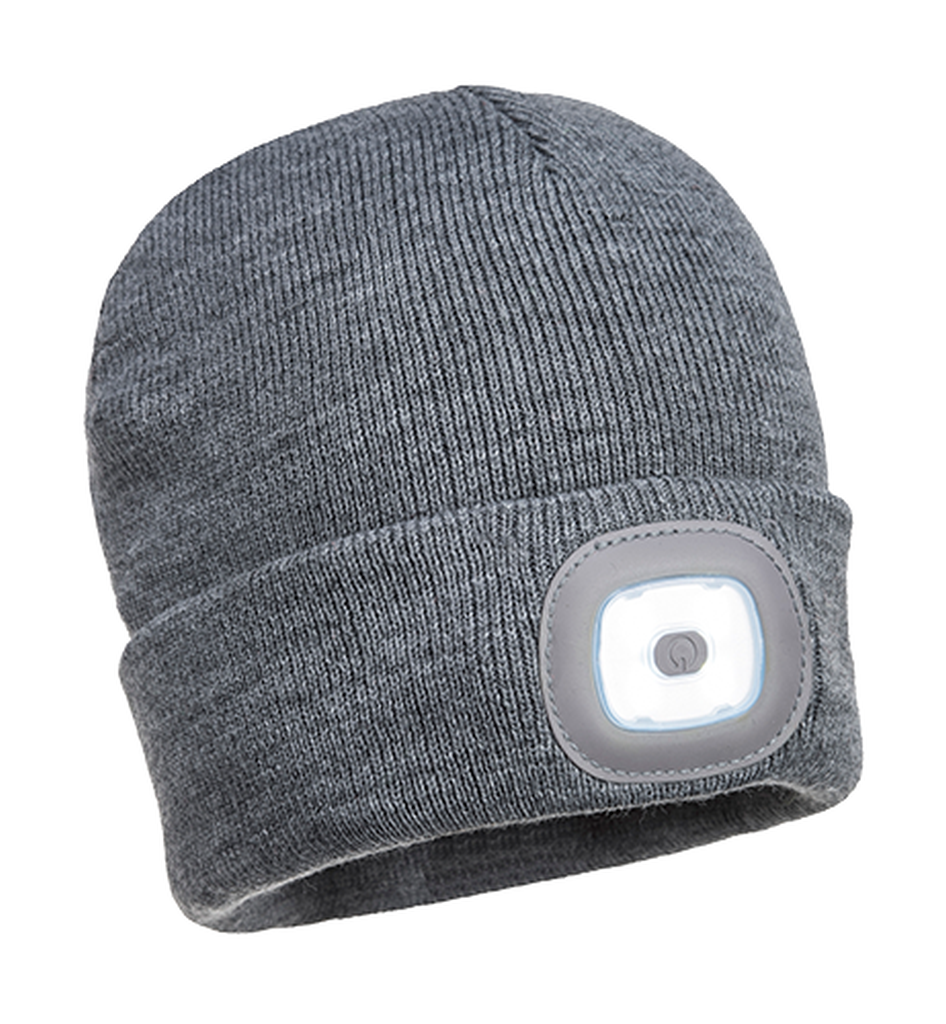 Bild von Beanie mit wiederaufladbarer Doppel-LED / grau (VPE=1 Stück)