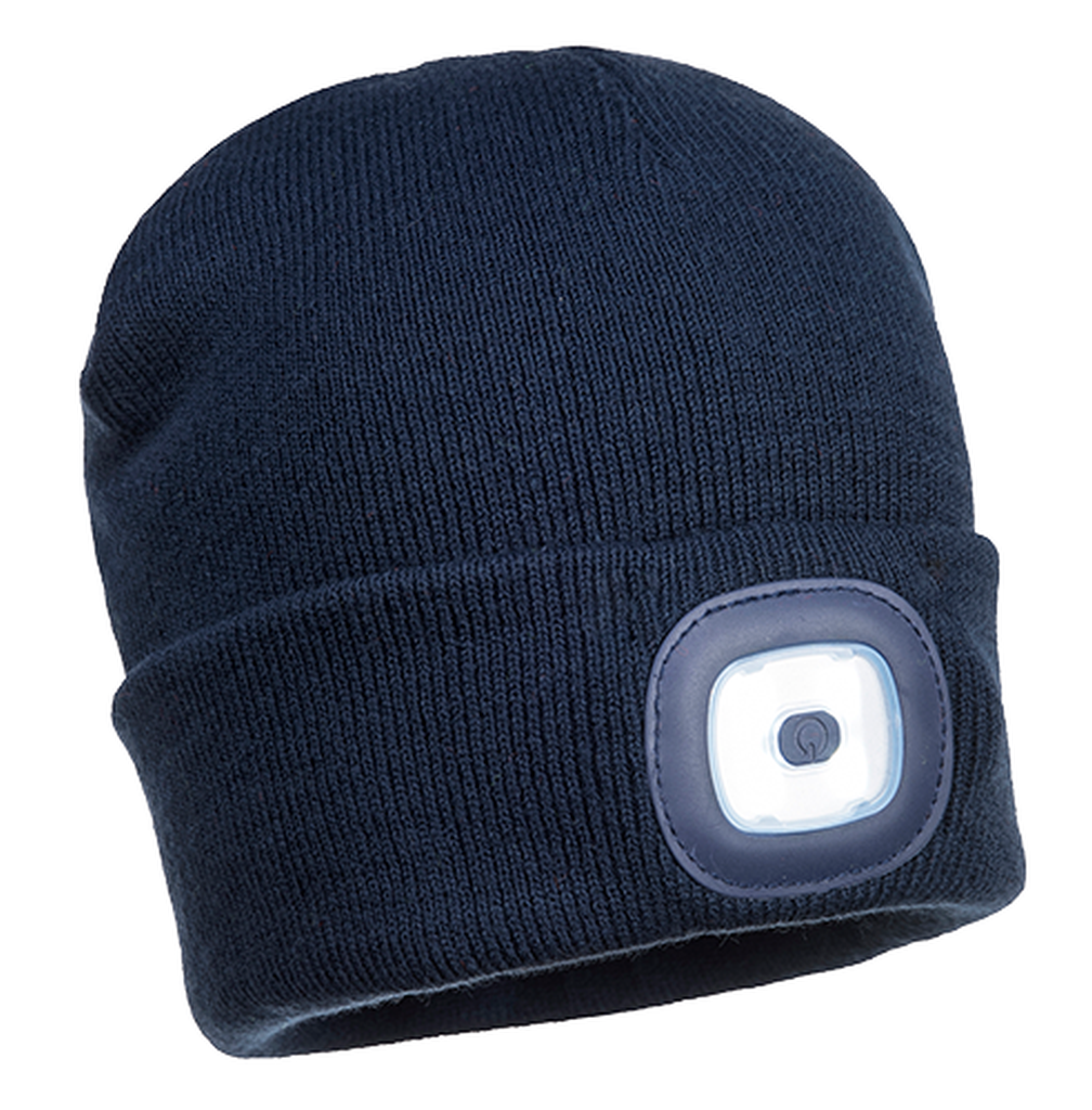 Bild von Beanie mit wiederaufladbarer Doppel-LED / marine (VPE=1 Stück)