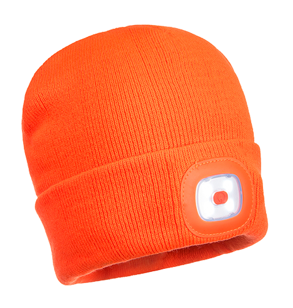 Bild von Beanie mit wiederaufladbarer Doppel-LED / orange (VPE=1 Stück)