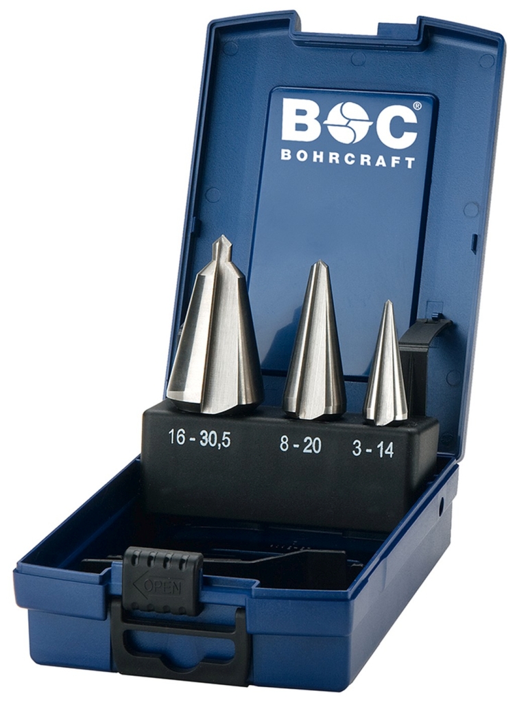 Bild von Blechschälbohrer HSS-E Co5 in ABS-Box 3-tlg. Gr. 1 / 2 / 3 / B3-K-Co (VPE=1 Stück)