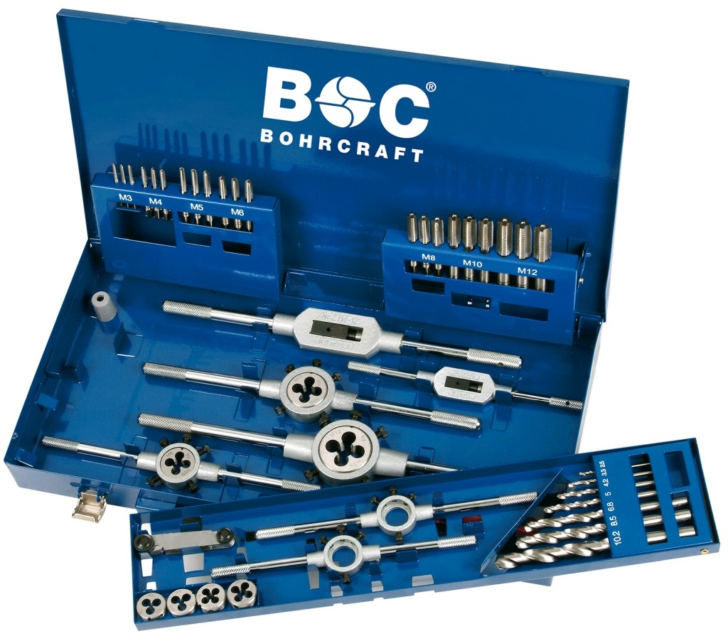 Bild von Profi-Gewindeschneidsortiment in Metallkoffer 44-tlg. M3 - M12+Zubehör+Bohrer 2,5-10,2 mm (VPE=1 Stück)