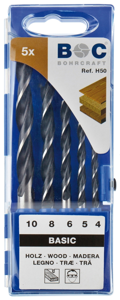 Bild von Holzspiralbohrer in Kunststoff-Kassette 5-tlg. 4 / 5 / 6 / 8 / 10 mm / H 50 (VPE=1 Stück)