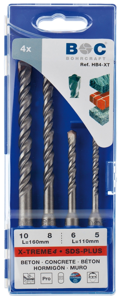 Bild von Hammerbohrer SDS-plus X-TREME in Kunststoff-Kassette 4-tlg. 5/6 x 110 und 8/10 x 160 (VPE=1 Stück)