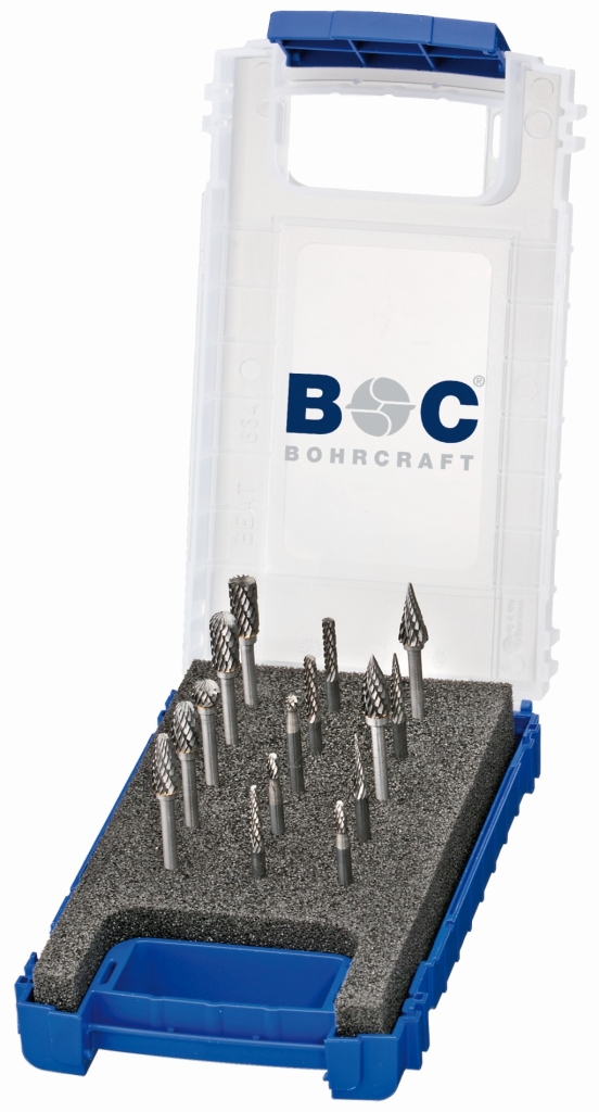 Bild von HM-Kleinfrässtifte Z5 in blauer Multibox 15-tlg. 1 x 3,0 + 6,0 mm B/C/D/E/F/G/L + M 6,0 (VPE=1 Stück)
