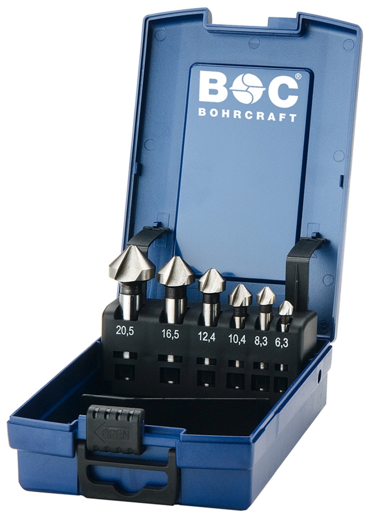 Bild von Kegelsenker HSS DIN 335 C in ABS-Box 6-tlg. 6,3-8,3-10,4-12,4-16,5-20,5 mm (VPE=1 Stück)
