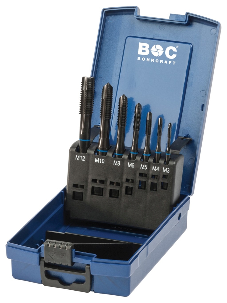 Bild von Masch.-Gewindeb. DIN 371/376 Blauring in ABS-Box 7-tlg. M 3 - M 12 Form B (VPE=1 Stück)