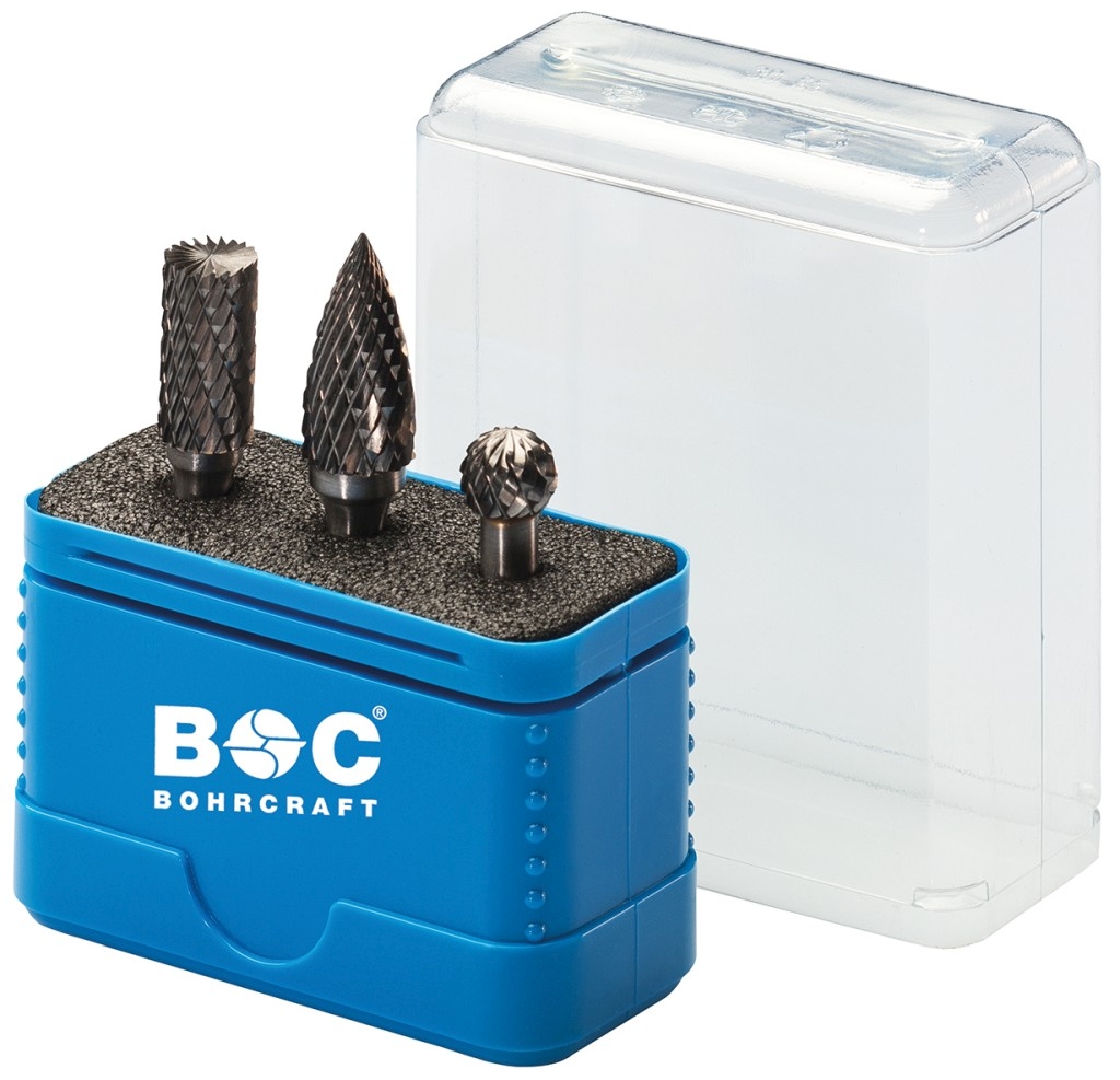 Bild von HM-Frässtifte in blauer Multibox 3-tlg. je 1 x 10,0 mm Form B/D/G (VPE=1 Stück)