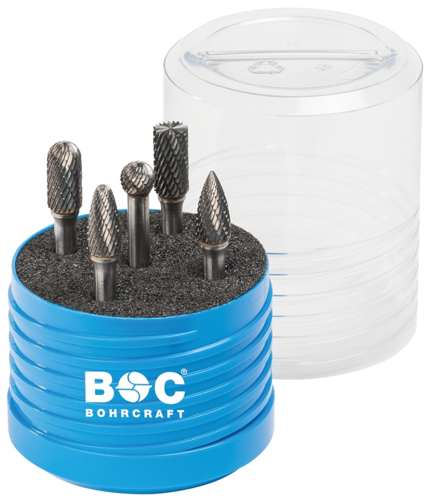 Bild von HM-Frässtifte in runder blauer Multibox 5-tlg. je 1 x 10,0 mm Form B/C/D/F/G (VPE=1 Stück)