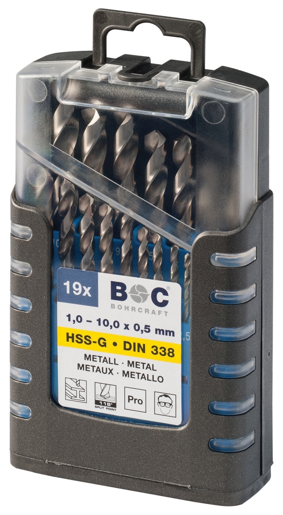 Bild von Bohrcraft - (Metallbohrer) HSS-G DIN 338 geschliffen Typ N in GripBox 19-tlg. 1,0 - 10,0 x 0,5 mm stg. / VG 10 (VPE=1 Stück)