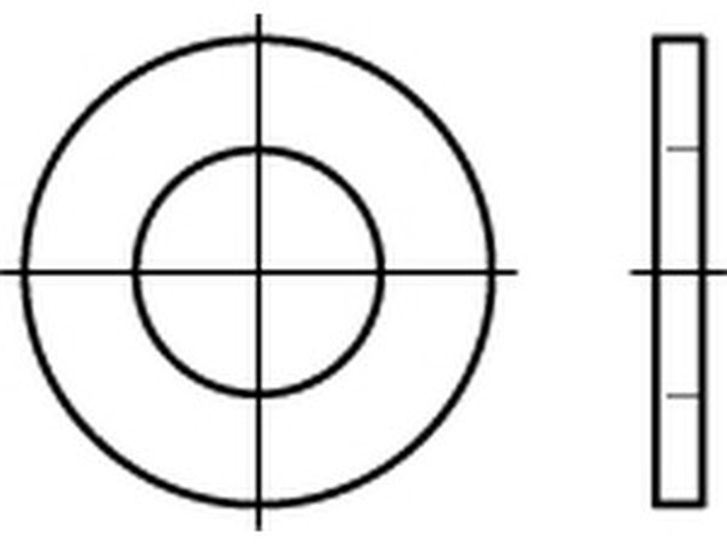 Bild von DIN 126 Stahl 24 (blank) Unterlegscheiben (gestanzt), ohne Fase, PK C - Pkg. (100) (VPE=100 Pkg. (100))