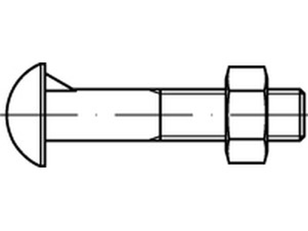 Bild von DIN 607 Mu St. M 8x20 (blank) Halbrundschr. mit Nase - Pkg. (200) (VPE=200 Pkg. (200))