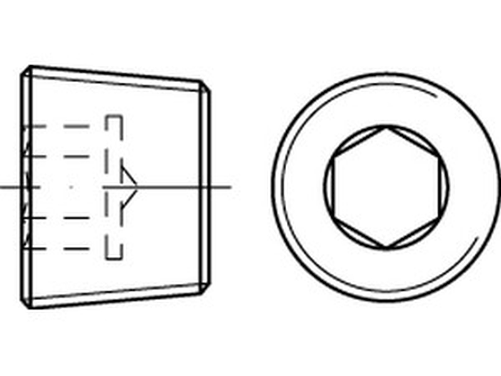 Bild von DIN 906 Messing M 10x1 (blank) Verschlußschr. mit I-6kt, kegliges Gew. - Pkg. (100) (VPE=100 Pkg. (100))