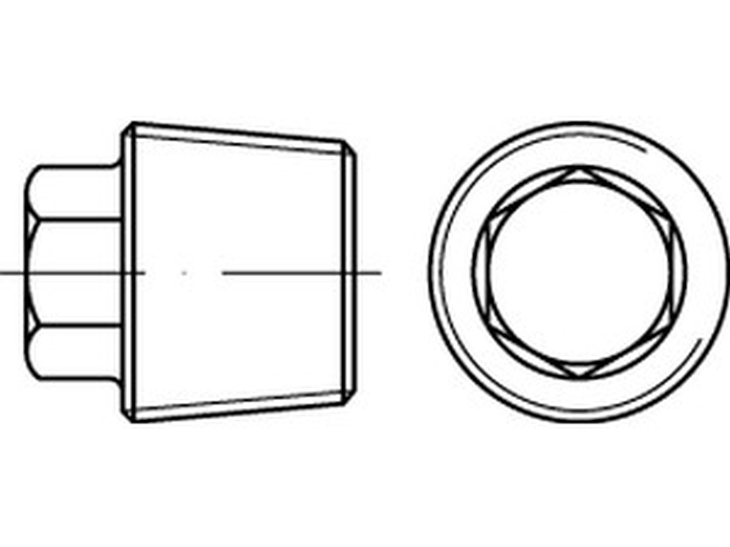 Bild von DIN 909 Stahl R 18 (blank) Verschlußschr. mit Au-6kt , kegliges Gew. - Pkg. (100) (VPE=100 Pkg. (100))