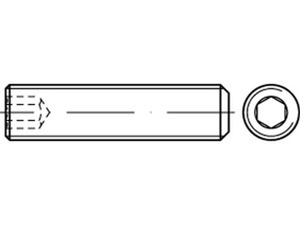 Bild von DIN 913 45H M 1,6x2 (blank) Gew. Stifte mit I-6kt und Kegelkuppe - Pkg. (100) (VPE=500 Pkg. (500))