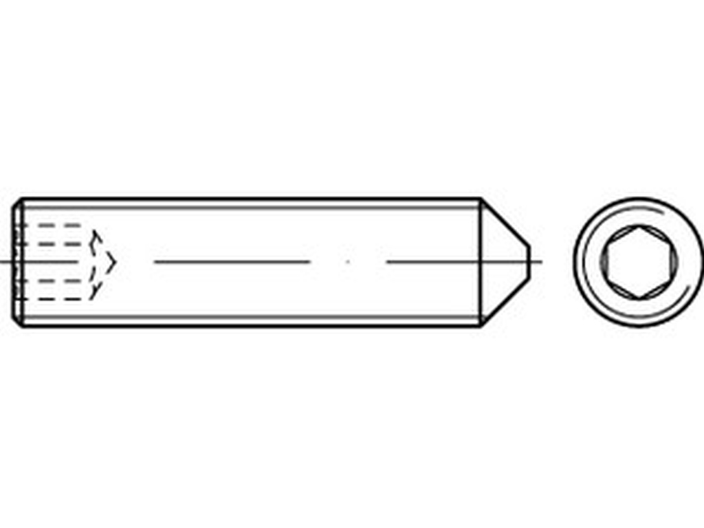 Bild von ISO 4027 45H M 6x8 (blank) Gew. Stifte mit I-6kt und Spitze - Pkg. (1000) (VPE=1000 Pkg. (1000))